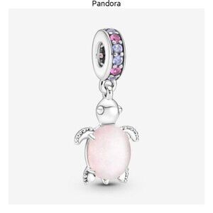 Pandora Murano Glass Pink Sea Turtle Dangle Charm